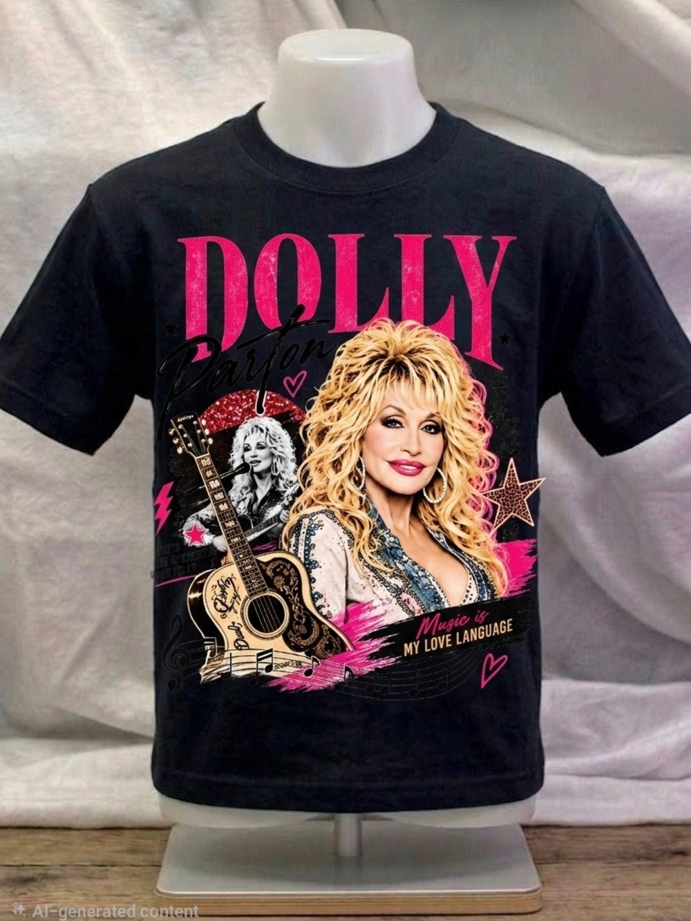 Dolly Parton Graphic Tee - Black & Pink (PRICE US FIRM)